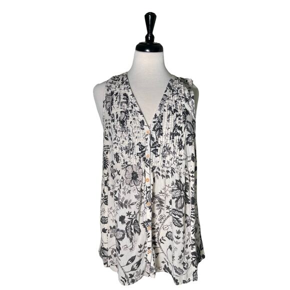 Anthropologie Maeve Floral Button Down Loose Tank Bohemian Sleeveless Medium EUC - Picture 1 of 5